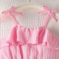 thumbnail image 7 of kaprioy Toddler Girl Clothes Toddler Baby Girl Summer Outfit 9 12 18 24 Months 2T 3T Bow Tie Strap Suspender Top Fringed Denim Shorts Cute 2 Pcs Clothes Set, 7 of 7
