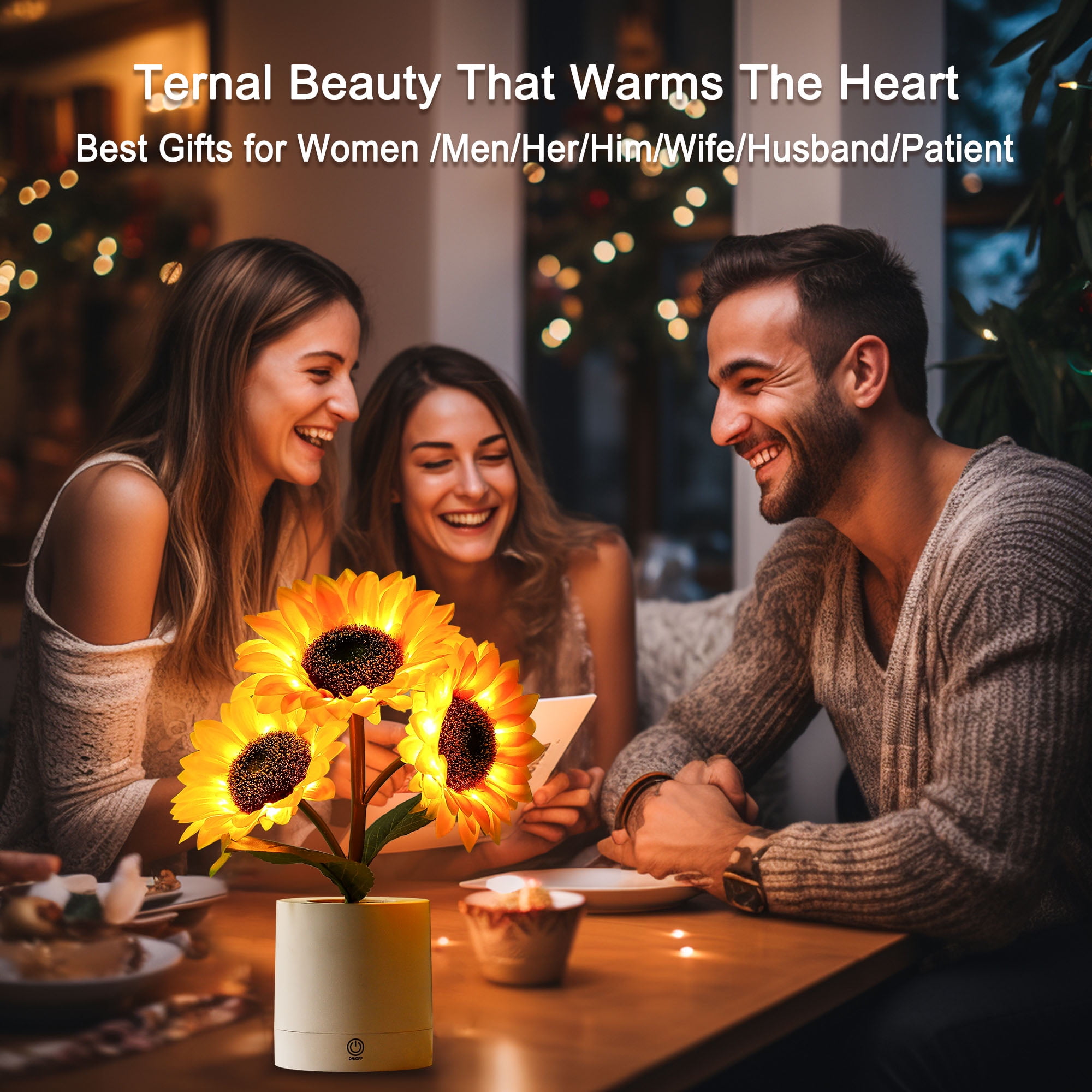 Sunflower Flower Lamp Gifts for Women, Birthday Christmas Ideal Gifts for Women Mom Grandma Girlfriend Friend Wife Anniversary Birthday, Bedroom Bar Coffee Shop Sunflower Night Light Lamp Decor