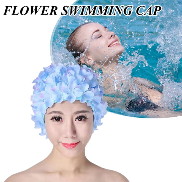 Pack 3 Gorros De Natación Con Flores – Nylon Elástico, Impermeable – Para Mujeres Y Niñas, Diseño Cubre Orejas