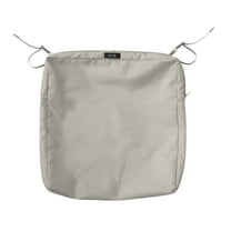 Classic Accessories Ravenna Water-Resistant Patio Chair Seat Cushion Cover, 18 x 18 x 2 Inch, Mushroom