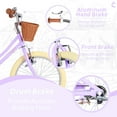 thumbnail image 3 of Vollsch 20 Inch Little Kids Bike for Age 7-15 Years Old Girls Toddlers Retro Vintage Style Bicycles with Basket Kickstand and Bell, Purple, 3 of 6
