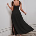 thumbnail image 5 of B91xZ Robe d'Invité de Mariage Décontractée Col en V Sans Manches Maxi Robe Ceinturée Longue Fluide Robes d'Invité de Mariage, Noir m, 5 of 5