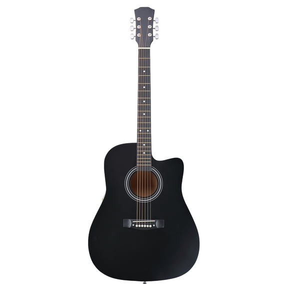 41-Inch Matte Black Dreadnought Acoustic Guitar Bundle with Pick, Extra Strings, Capo, Gig Bag, Tuner, Wrench Tool, and Shoulder Strap