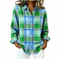 thumbnail image 3 of Luivaraty Womens Flannel Plaid Shirts Long Sleeve Blouse Soft Fashion Casual Button Down Lapel Outwear Tops,S-2XL, 3 of 6