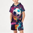 thumbnail image 5 of Sentuca Boys Outfit Sets Graphic Tees Hooded Short Sleeve and Shorts 2 Piece Sets Kids Summer Clothes Size 13-14 Years, 5 of 7