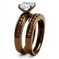 thumbnail image 4 of Luxe Jewelry Designs Set of 2 Women's Coffee Light IP Stainless Steel Wedding Rings with CZ Stones,, 4 of 4