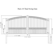 ALEKO Garden Steel Dual Swing 14 x 6 feet Black Driveway Gate Paris Style