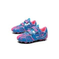 thumbnail image 4 of Daeful Crampons de Soccer pour Enfants à Bande Magique Chaussures de Soccer Bout Rond Espadrilles de Sport Entraînement Légères Flexibles Basses Chaussures de Course FG Crampons Rose 3Y, 4 of 9