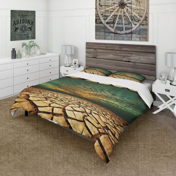 Designart 'Drought Land under Blue Sky' Landscape Duvet Cover Set