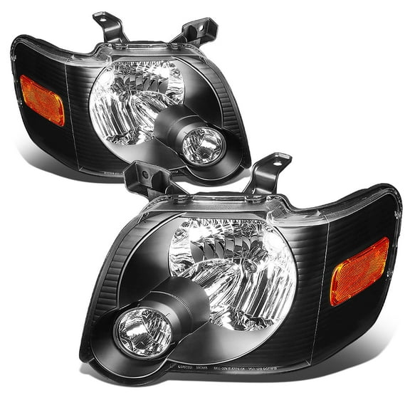 DNA Motoring For 06-10 Ford Explorer Sport Trac Black Amber Corner Headlight Lamps Pair