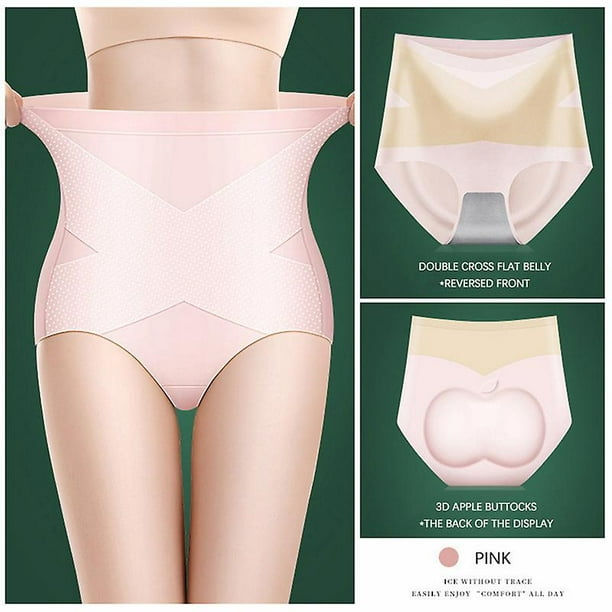 Women's Seamless High Waist Briefs Underwear Ice Silk Seamless Panties  Strong Body Shaping Pants 3d Cozy Hip Lift Briefs 