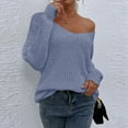 thumbnail image 2 of iHPH7 Off the Shoulder Sweater Womens Fall Tops Fall Outfits for Women Fall Sweaters for Women Womens Fall Clothing Pullover Sweaters for Women Soft Sweaters for Women Blue L, 2 of 7
