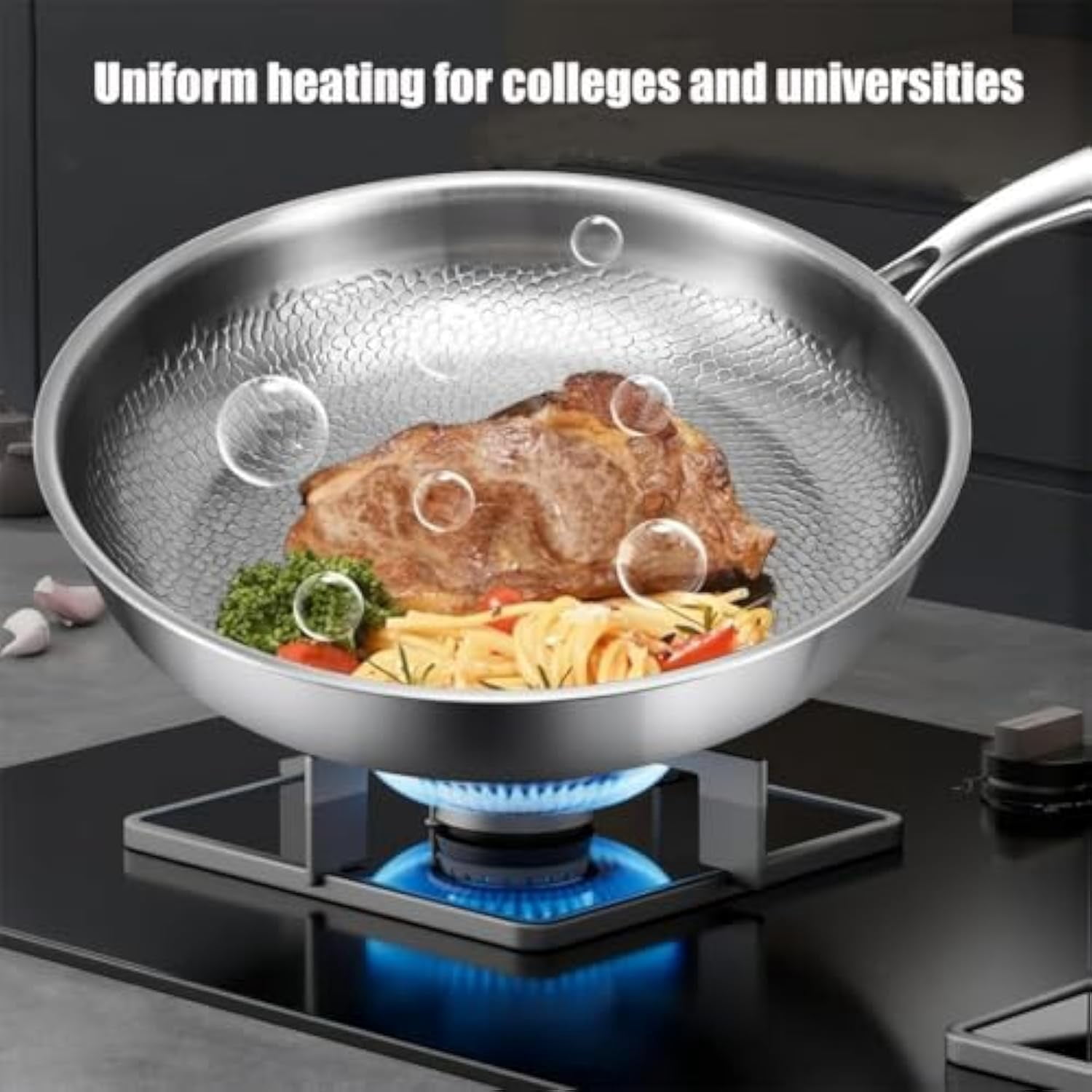 2025 New Titanium Pan, Pure Titanium Pro Frying Pan with Lid, Hammered Non Stick Fry Pan - Fast & Even Heating, Oven-Safe Up to 750°F, Dishwasher Safe, for Every Cooktop (With Lid,11.8in)