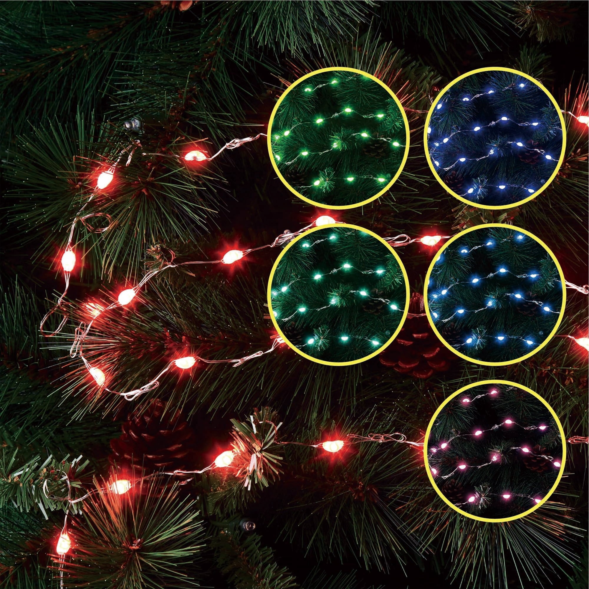 Indoor/Outdoor 30-Count Battery-Operated LED 8-Function 6-Color Changing Christmas String Lights, Multicolor, Silver Wire, 9.6', by Holiday Time