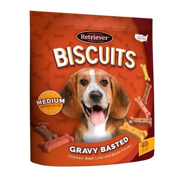 Retriever Biscuits 4lb Gravy Basted Chicken Beef Liver & Bacon Flavor