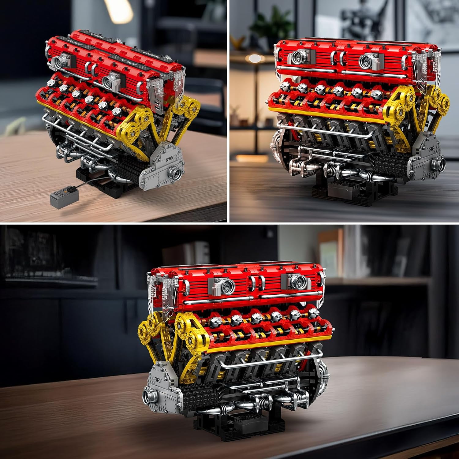 Technic V12  Engine Building Block Sets for Adults 33017 Sports Car Engine Model Kit Technic Electric Engine Model Kit with Motor and Battery Construction Toys