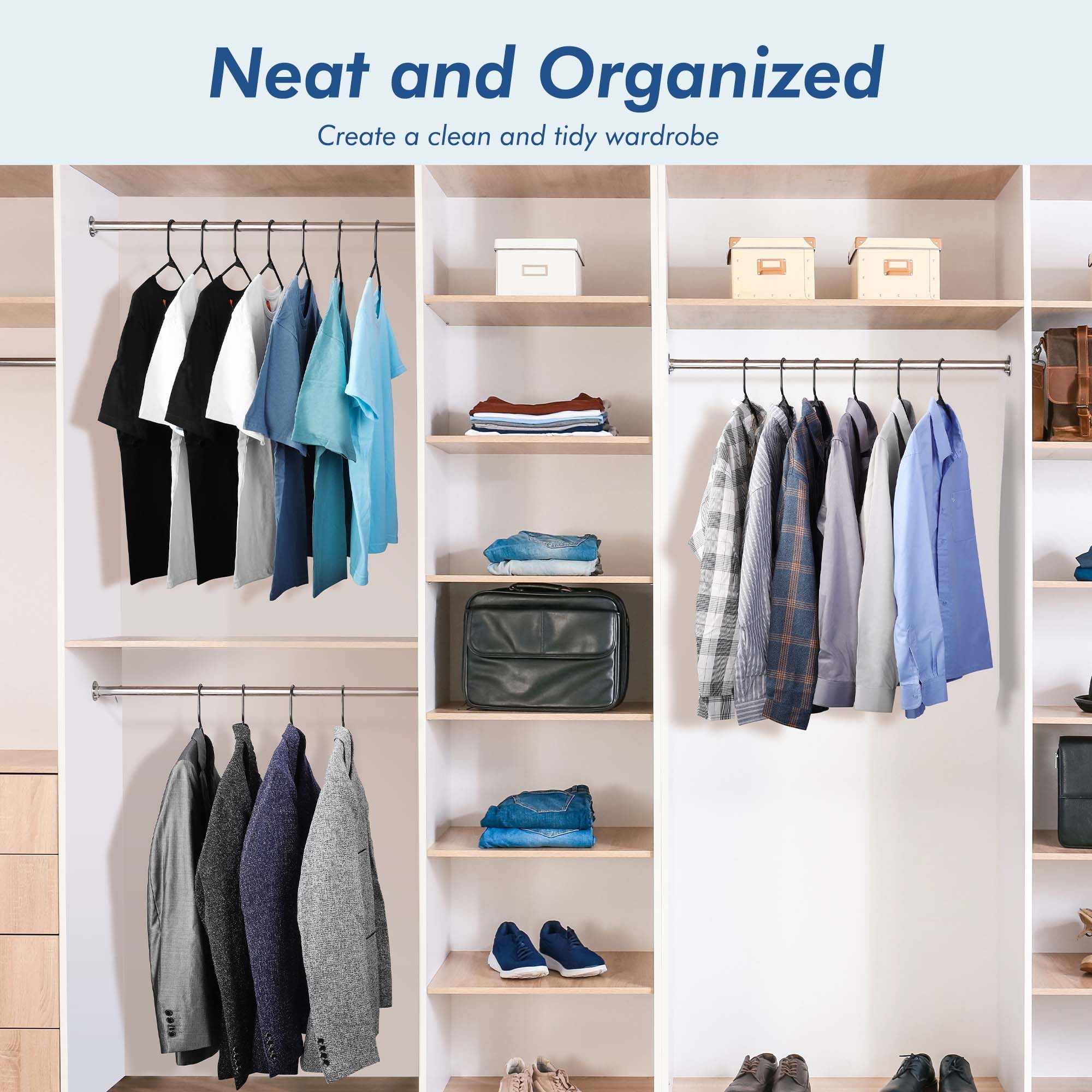 ACSTEP Plastic Clothes Hangers,100 Pack Standard Plastic Hangers,Non Slip Heavy Duty Hangers for Coats, Pants & Dress Clothes