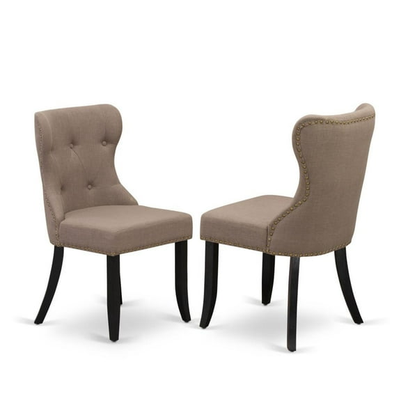East West Furniture Sion 36" Fabric Dining Chairs in Black/Coffee (Set of 2)