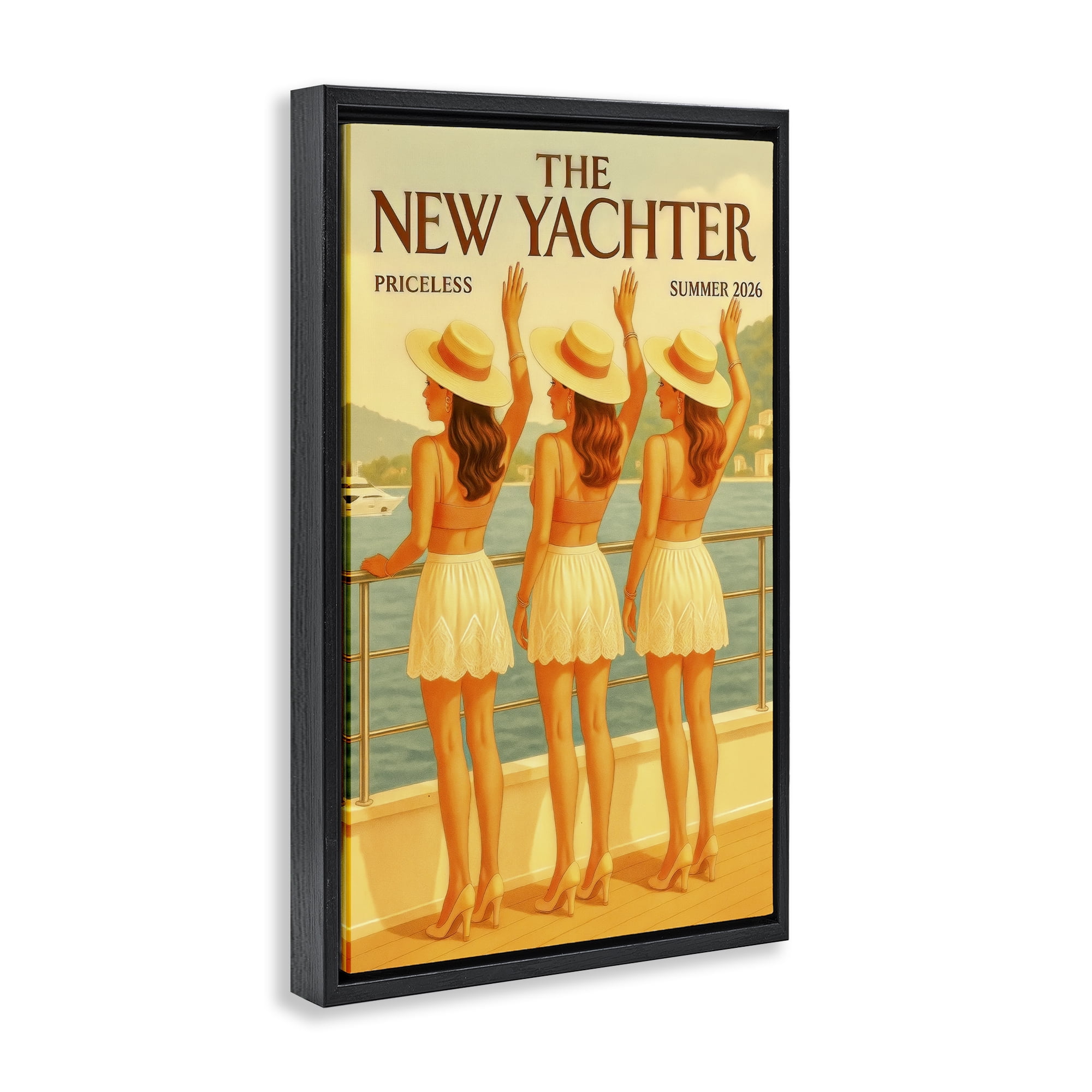 Stupell Industries Magazine Parody Fashion Trio Black Framed Floater Canvas Wall Art, design by Grotto Studios
