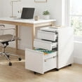 thumbnail image 1 of 3 Drawer Mobile File Cabinet with Lock, Metal Filing Cabinet on Wheels, Fits Letter/Legal/A4 Files, Under Desk Office Storage Organizer, Rolling Drawer Unit for Home Office, Easy Assembly, White, 1 of 1