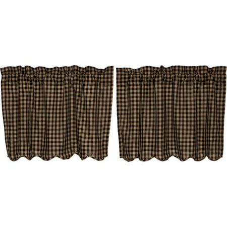 Raven Black Primitive Kitchen Curtains Check Rod Pocket Cotton Raven Black Primitive Kitchen Curtains Check Rod Pocket Cotton 24x36 Tier Pair Com