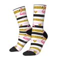 thumbnail image 1 of Fotbe Gold Glittering Hearts and Flamingos Calcetas Largas con Estampado para Hombre y Mujer – Calcetas de Compresión Transpirables y Elásticas, Viajar y Uso Diario Talla 5-11, 1 of 6