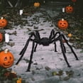 thumbnail image 1 of Decoración de araña de Halloween, grande, reutilizable, negra, con ojos rojos, araña aterradora para decoración de césped interior y exterior, ventana 200cm Macarena Araña de Halloween, 1 of 8