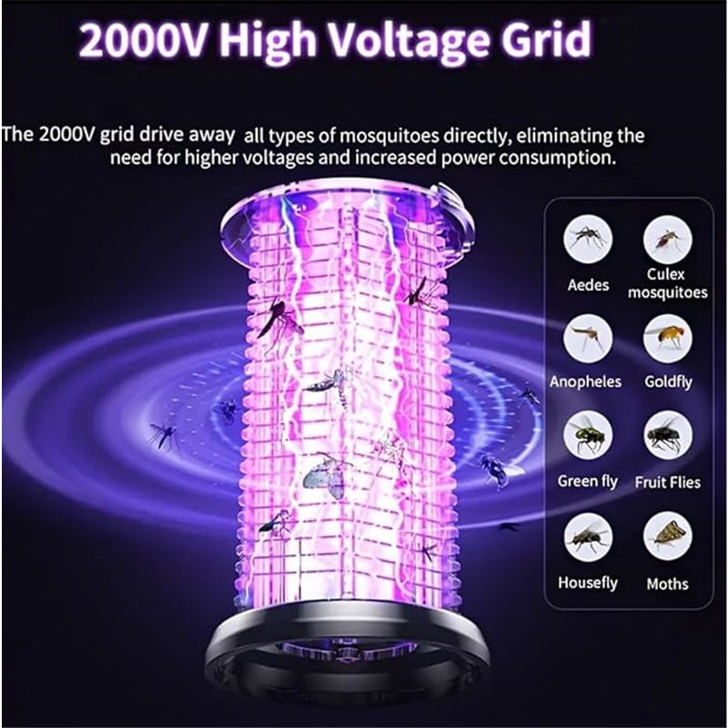 Upgraded Fly Traps,3 in 1 Bug Zapper Outdoor & Indoor, Electric Mosquito Killer Lamp with 2000V Grid & On/Off Switch, Mosquito Traps for Kitchen, Patio, Backyard, and More (black)