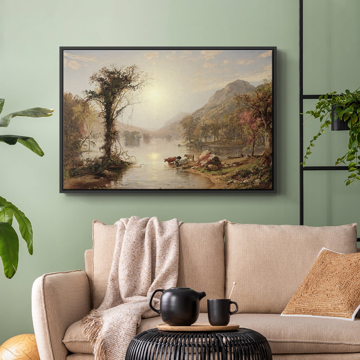 Vintage Landscape-XXII By Wexford Home Framed in Black Wood Gallery Wrapped Canvas 25 in. x 37 in.