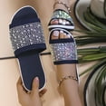 thumbnail image 5 of hopeusnice Women's Rhinestone Slides Summer Slip On Flat Sandals Beach Thong Slippers Open Toe Breathable Comfortable Footwear Black 42, 5 of 7