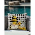 thumbnail image 4 of Outdoor Pillows Waterproof, Daisy Floral Bedding Throw Pillows with Insert for Couch Sofa Bed, Bee Gnomes Flowers Black White Plaid 16x16 Inch Pillowcases Decorative Camping Patio Pillow Set of 1, 4 of 8