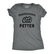 Womens Professional Cat Petter T shirt Funny Pet Mom Kitty Lover Graphic Tee (Dark Heather Grey) - XXL