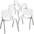 thumbnail image 2 of Flash Furniture 5 Pack HERCULES Series 880 lb. Capacity White Plastic Stack Chair with Titanium Gray Powder Coated Frame, 2 of 5