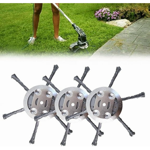 Steel Wire Grass Trimmer Head, 2025 Upgrade String Trimmer Replacement Head, Electric Weed Blades Head Wired Trimmer Head Replacement Weed Wackers Attachment for Lawn Mower Tray