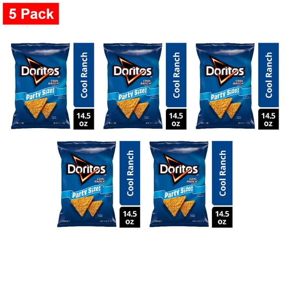 Doritos Cool Ranch Flavored Tortilla Chips Party Size 14.5 oz - 5 Pack