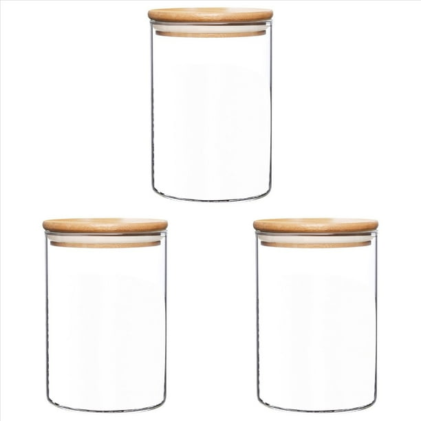 3X Contenedores de Almacenamiento de Alimentos de Vidrio con Tapas Frascos de Almacenamiento de Alimentos de Vidrio Grandes para Café Bar Té Azúcar (27 FL OZ)
