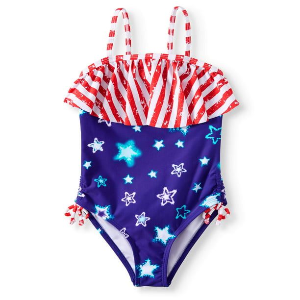 Americana Flounce One-Piece Swimsuit (Little Girls & Big Girls ...