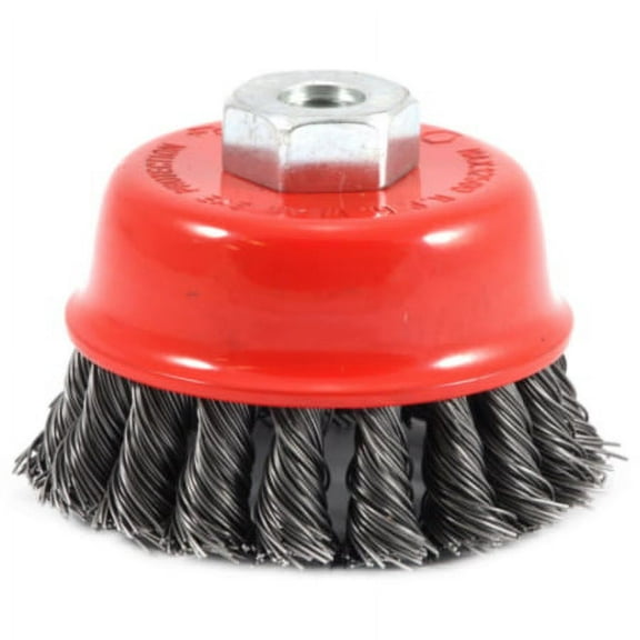 Forney Cup Brush - Knotted Wire 2-3/4" x .012" wire with M10 x 1.25 Arbor