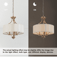 thumbnail image 2 of LNC 17 in. 3-Light Gold Modern Island Chandelier with White Fabric Shade Dining Room Ceiling Light Kitchen Pendant Light, 2 of 5