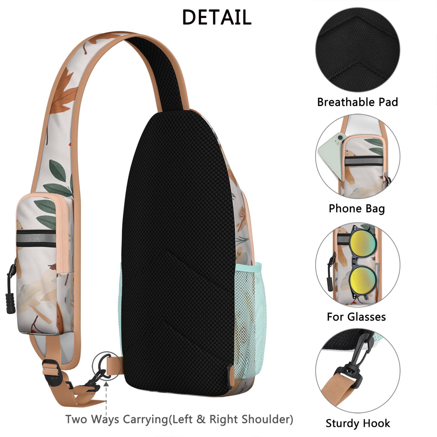 Chest Bag Crossbody Shoulder Bag Crossbody Shoulder BagTravel Sling Bag for Men Women Travelers Mushroom