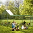 thumbnail image 2 of Yiwa 9.8'L x 3.3'W x 5'H Large Outdoor Metal Chicken Coop with Waterproof and Anti-UV Cover, for 6/10 Chickens, 2 of 6