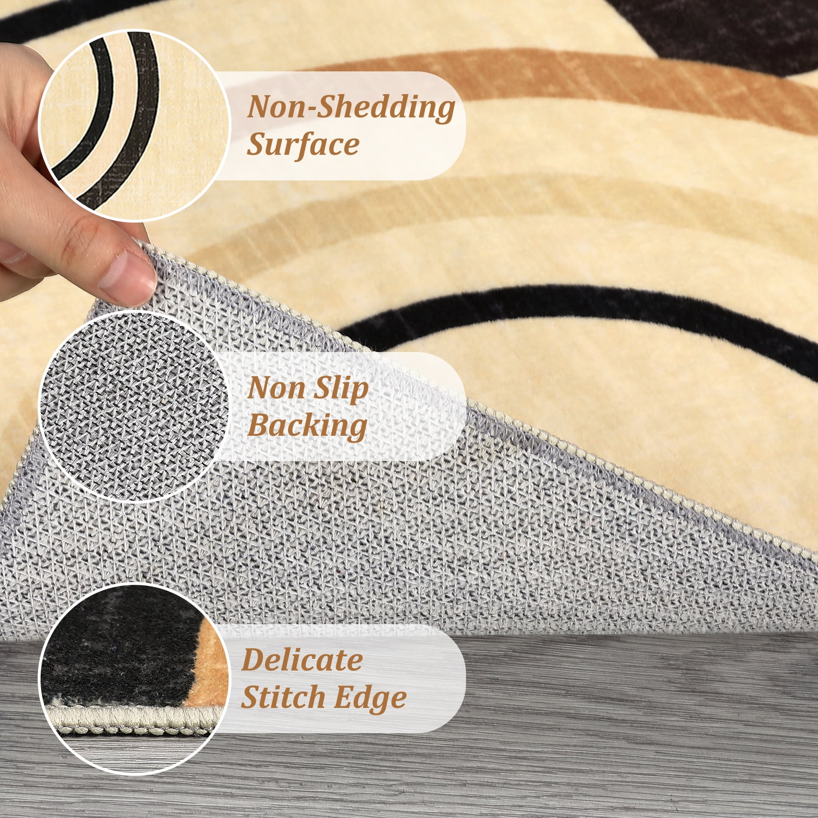 CAROMIO Large Modern Area Rug 9' x 12' Rugs for Living Room Abstract Geometrical Carpet, Brown
