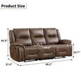 thumbnail image 2 of Bonzy Home Manual Recliner 3-Seat Sofa — 3-Seater Reclining Couch with Hidden Cup Holders & Vintage Rivet Mid-Century Design, Brown, 2 of 6