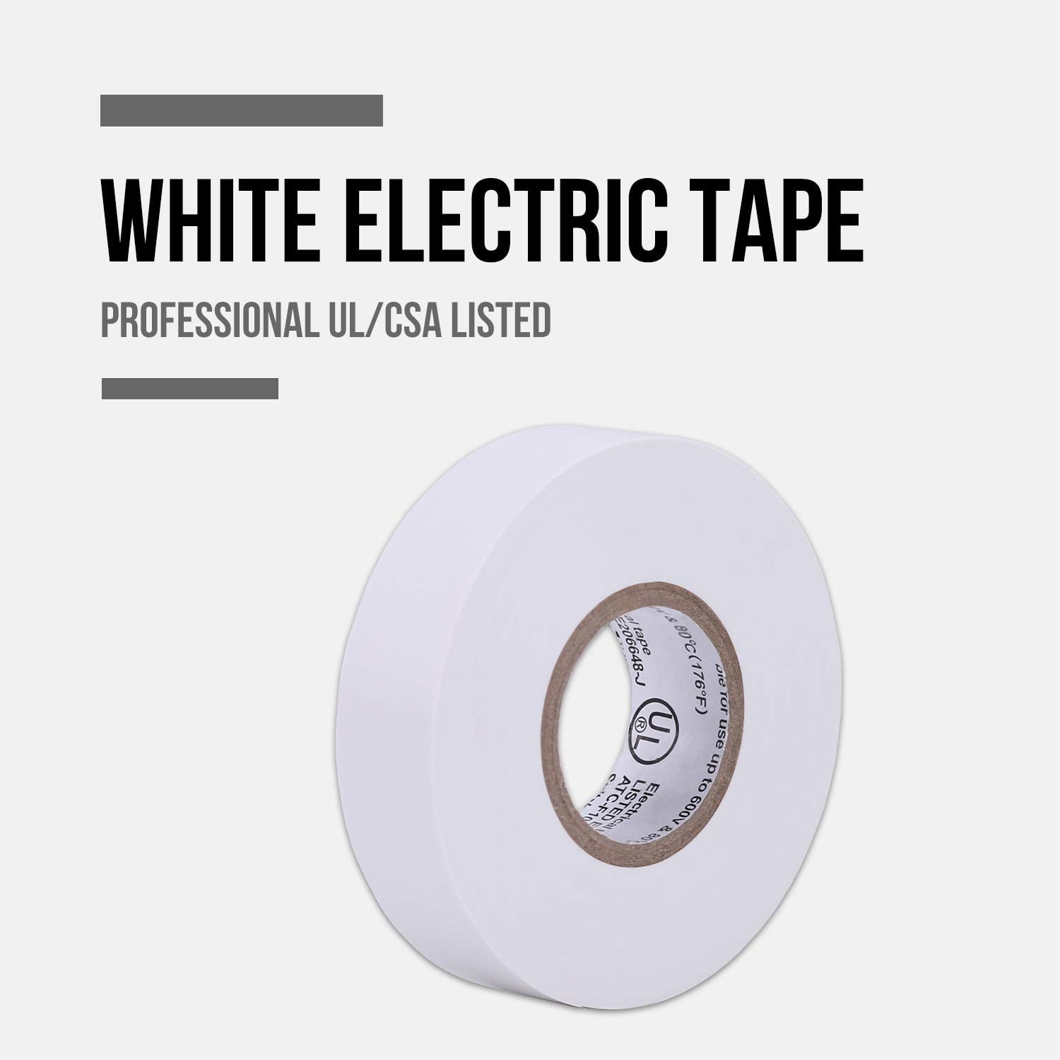 10-Pack White Electrical Tape Water of, 3/4 in x 66ft, Industrial Grade UL/CSA Listed High Temp Electrical Tape Electric Super Vinyl
