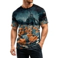 thumbnail image 4 of Halloween Shirts for Men Funny Pumpkin Ghost Print Graphic Halloween T Shirts Round Neck Short Sleeve Halloween Tee Tops, 4 of 5