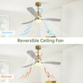 thumbnail image 2 of imerelez Indoor 52 Inch Ceiling Fan With Dimmable Led Light 6 Speed Remote Gold 3 Wood Blade Reversible DC Motor For Living Room, 2 of 8
