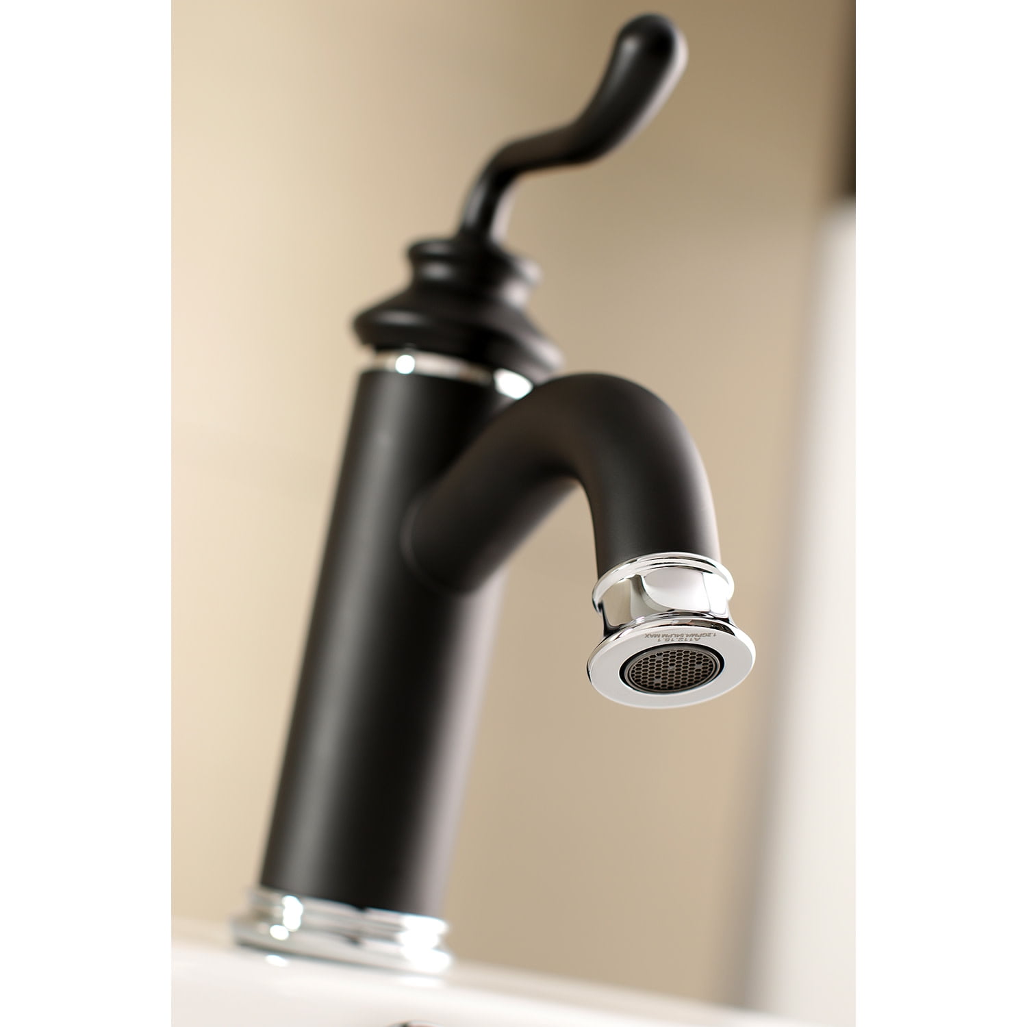 Fauceture LS5417RL Royale Single-Handle Bathroom Faucet with Push Pop-Up, Matte Black/Polished Chrome