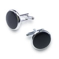 thumbnail image 4 of Gemelos para Hombres YONGSHENG Camisa de Esmoquin Acero Inoxidable Color Negro Plata, 4 of 5