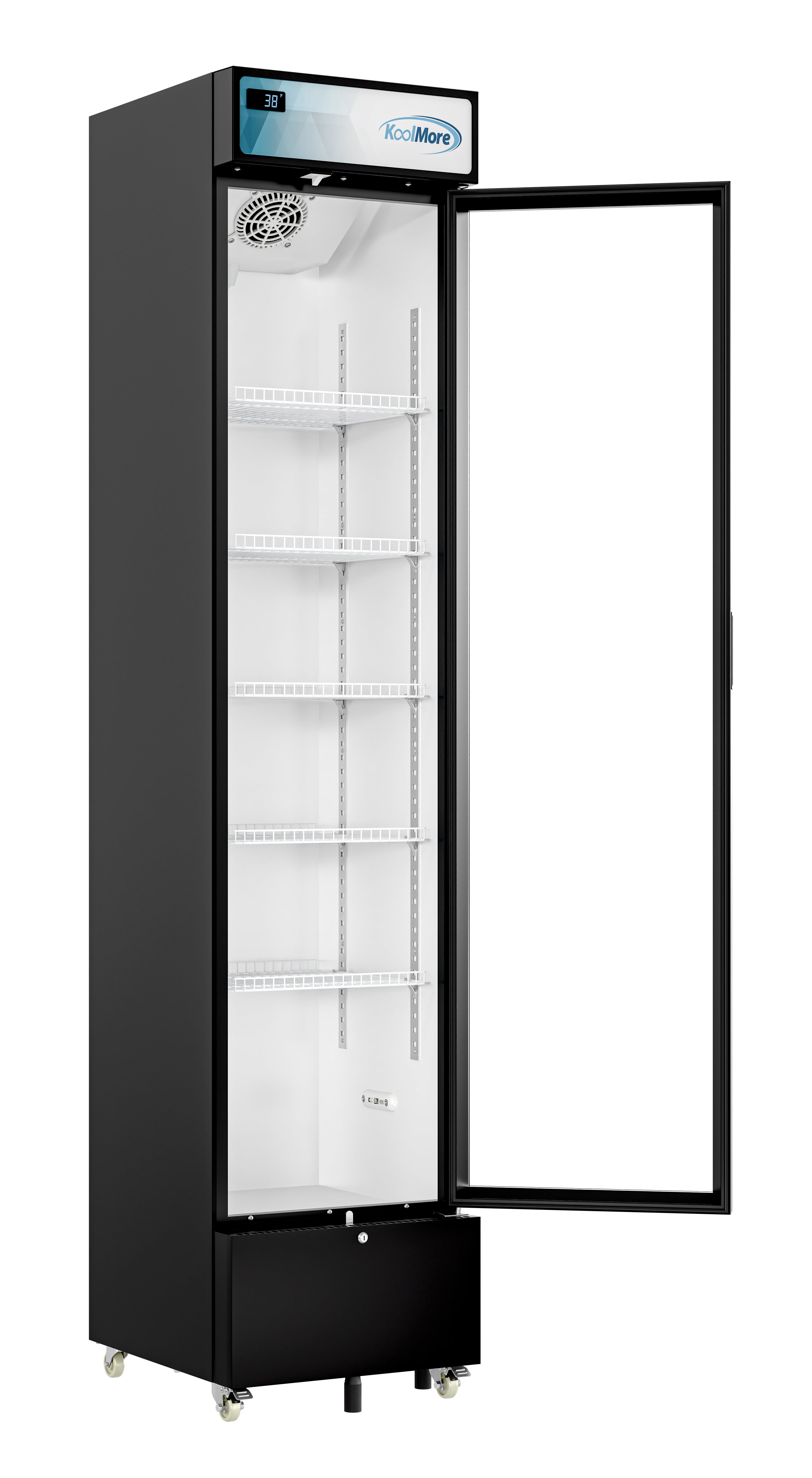 17 in. Slim Commercial Merchandiser Refrigerator 7 Cu. Ft. in Black, ETL Listed (KM-MDR-17S)