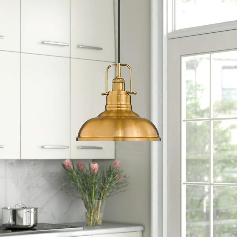 2 Pack Farmhouse Pendant Lights 11-inch Industrial Ceiling Pendant Light  Fixture Metal Dome Shade Vintage Gold Hanging Light Kitchen Island Light  Fixtures Set of 2 